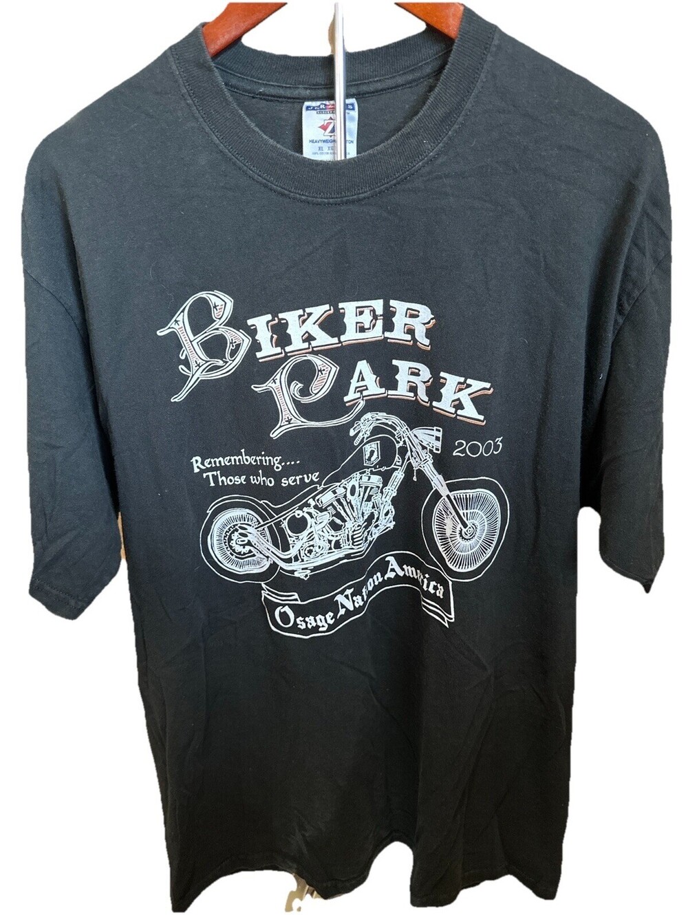 Biker Park Pawhuska OK Shirt XL 2003 Motorcycle Indians Veteran Double Sided Tee